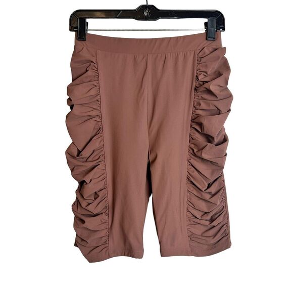 ALIX NYC Bolton Biker Shorts Womens Small Brown Ruched Athletic Or Casual - Picture 1 of 7